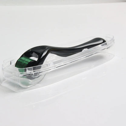 Black and Green 540 Pin Derma Roller for Microneedling - Includes Free Storage Case, Ideal for Facial and Beard Growth