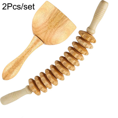 Wood Therapy Massage Tools - Maderoterapia Wooden Gua Sha, Roller, and Swedish Cup Mushroom Massager for Anti-Cellulite Treatment