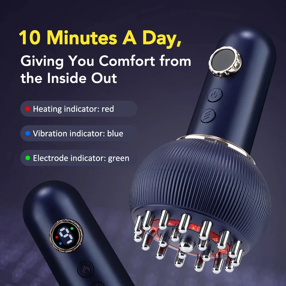 Rechargeable Wireless Gua Sha Massager for Body Shaping and Fat Reduction with Heating and Scraping Functionality