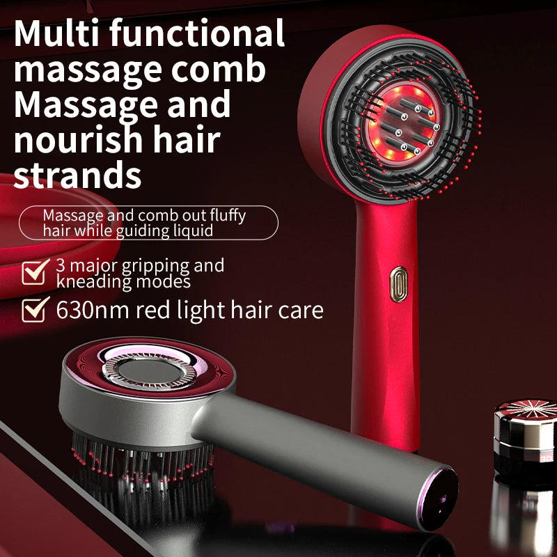 Electric Vibration Massage Comb with Red Light Therapy for Hair Growth and Scalp Care, Anti-Hair Loss Liquid Oil Applicator