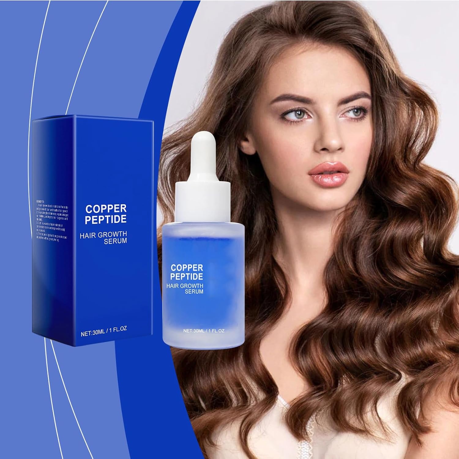 Copper Peptide Hair Growth Serum for Enhanced Density, Unscented, 30ML, Unisex