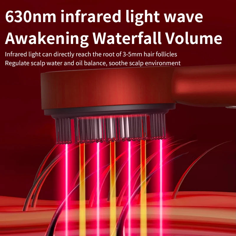 Electric Vibration Massage Comb with Red Light Therapy for Hair Growth and Scalp Care, Anti-Hair Loss Liquid Oil Applicator