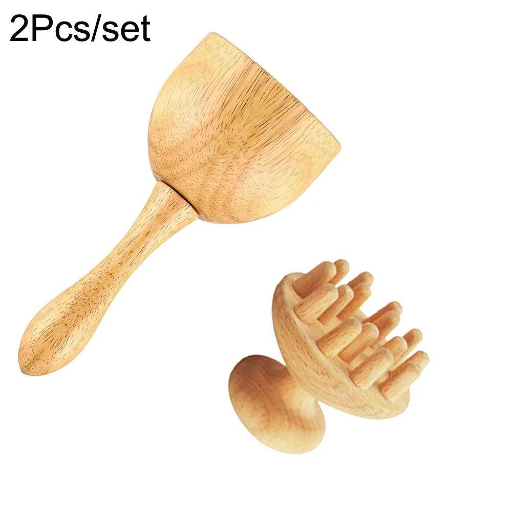 Wood Therapy Massage Tools - Maderoterapia Wooden Gua Sha, Roller, and Swedish Cup Mushroom Massager for Anti-Cellulite Treatment