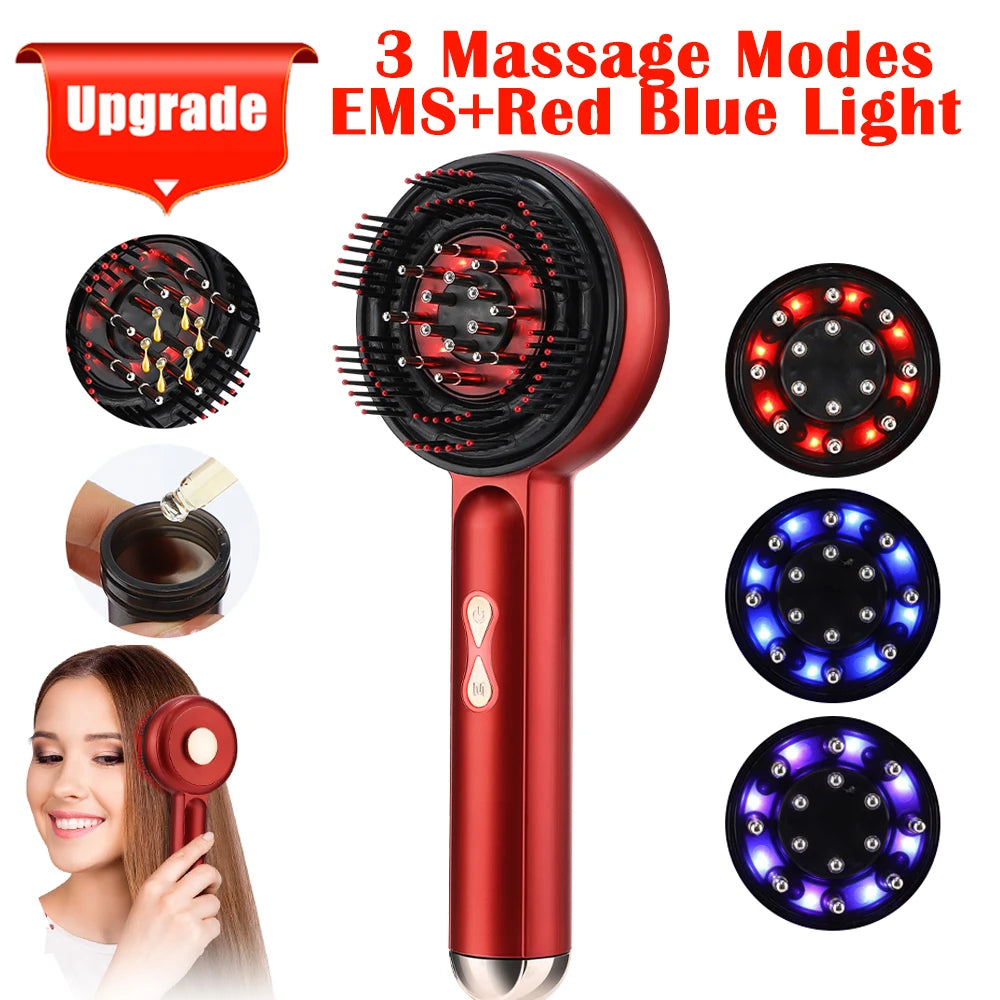 Electric Vibration Massage Comb with Red Light Therapy for Hair Growth and Scalp Care, Anti-Hair Loss Liquid Oil Applicator