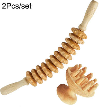 Wood Therapy Massage Tools - Maderoterapia Wooden Gua Sha, Roller, and Swedish Cup Mushroom Massager for Anti-Cellulite Treatment